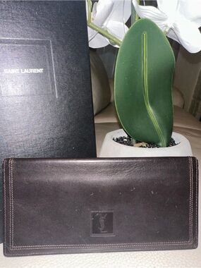 Saint Laurent Brown Slim Leather Long Wallet
